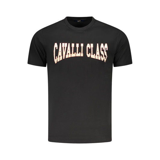 Cavalli Class Black Cotton Men T-Shirt - ClickThatClicks 