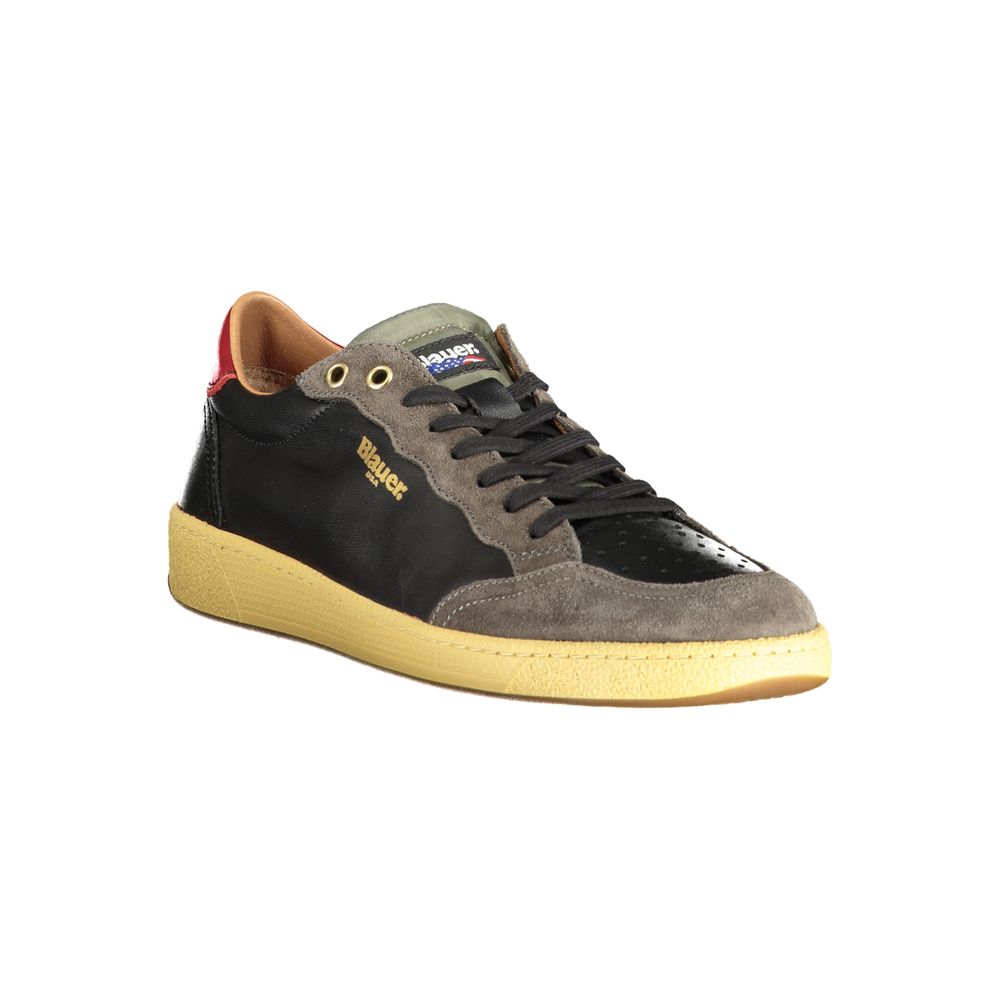 Blauer Black Leather Men Sneaker - ClickThatClicks 