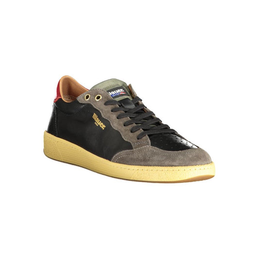 Blauer Black Leather Men Sneaker - ClickThatClicks 
