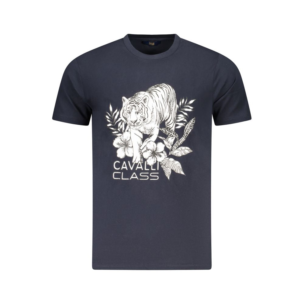 Cavalli Class Blue Cotton Men T-Shirt - ClickThatClicks 