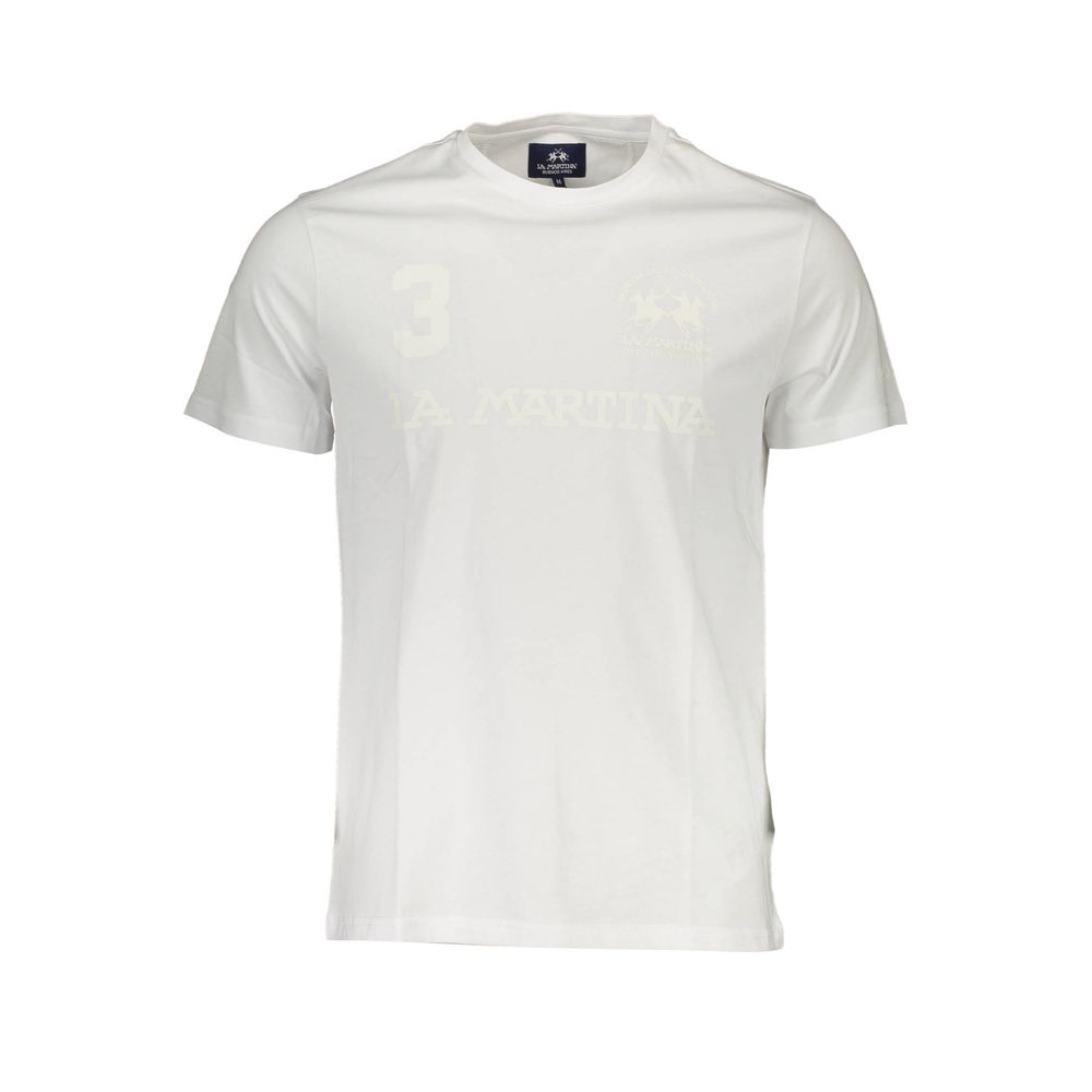 La Martina Bianco Cotton Men's T-Shirt - ClickThatClicks 