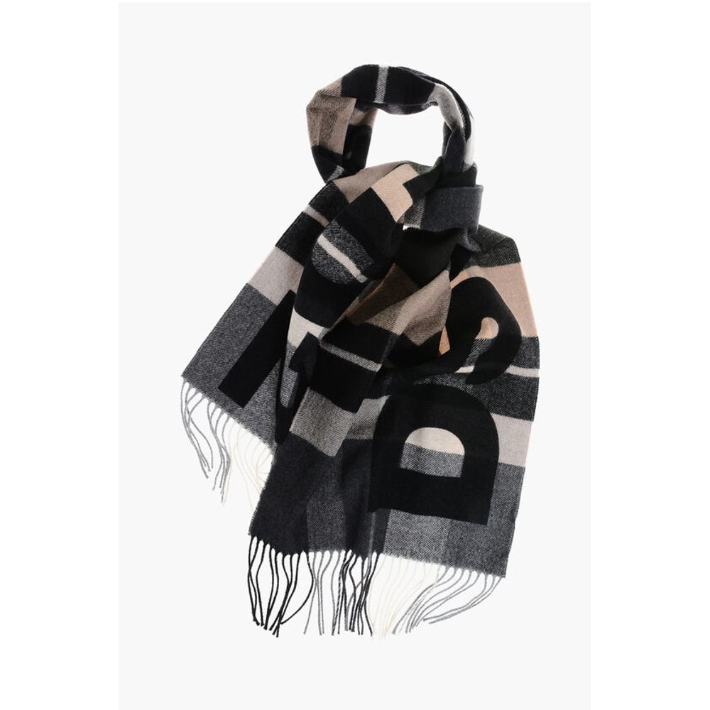Dsquared² Checked Virgin Wool Scarf with Fringes