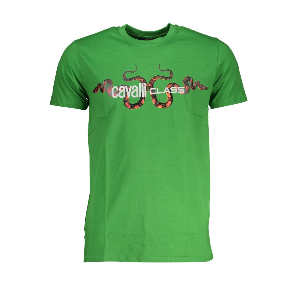 Cavalli Class Verde Cotton Men T-Shirt - ClickThatClicks 