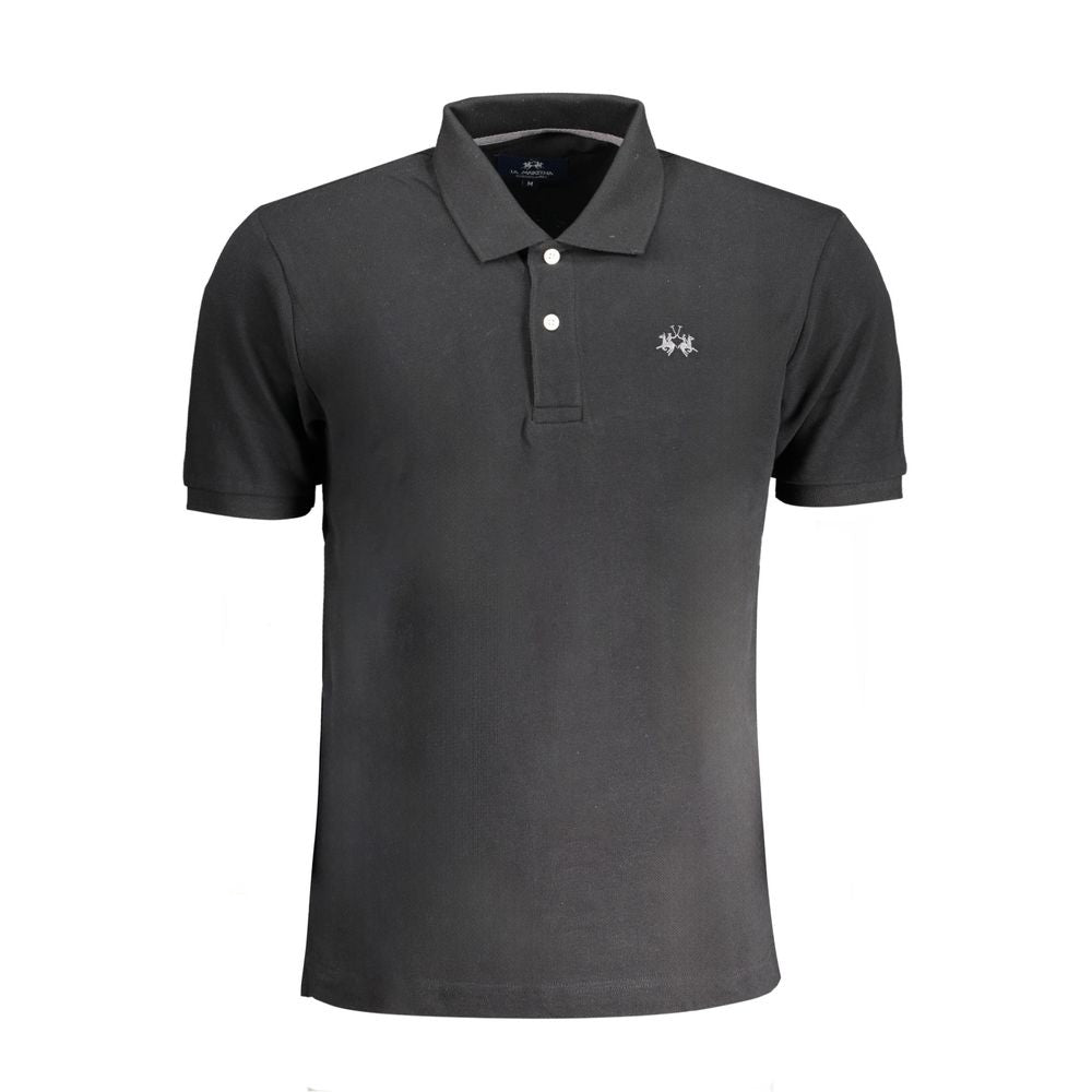 La Martina Black Cotton Men's Polo Shirt - ClickThatClicks 
