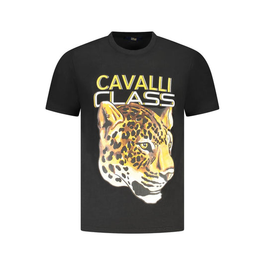 Cavalli Class Black Cotton Men T-Shirt - ClickThatClicks 
