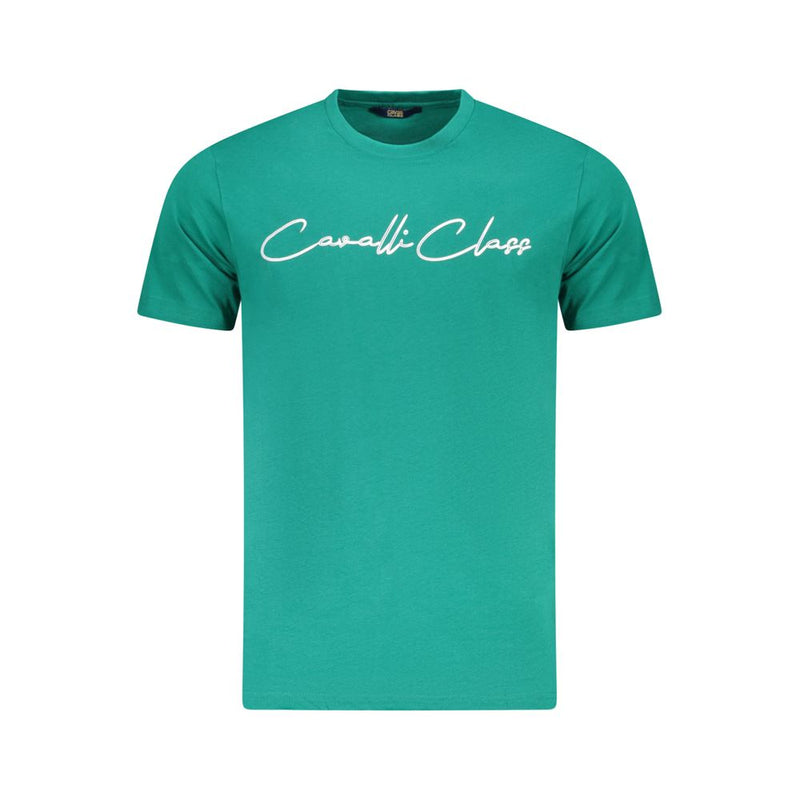 Cavalli Class Green Cotton Men T-Shirt