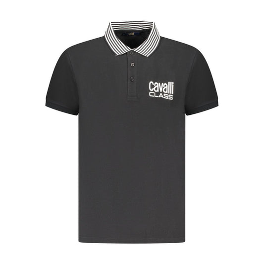 Cavalli Class Black Cotton Men Polo Shirt - ClickThatClicks 