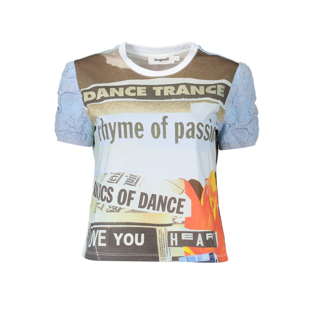 Desigual Azzurro Cotton Women T-Shirt - ClickThatClicks 