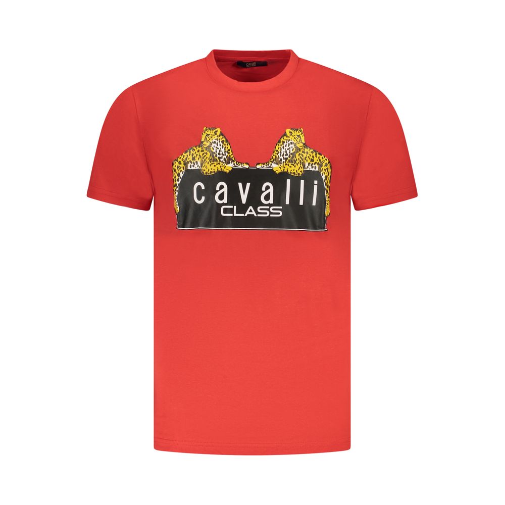 Cavalli Class Rosso Cotton Men T-Shirt - ClickThatClicks 