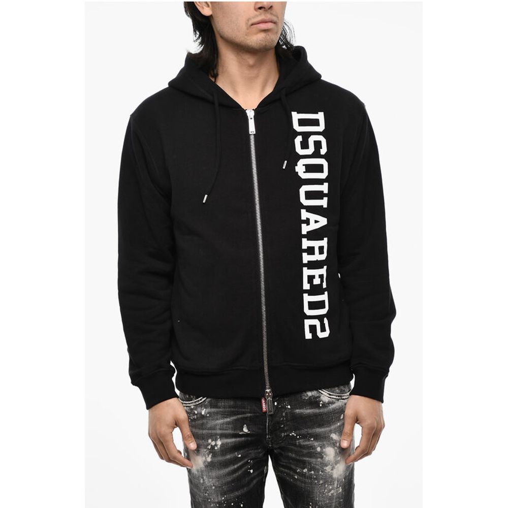 Dsquared² Cotton Sweatshirt with Zip Closure and Side Logo