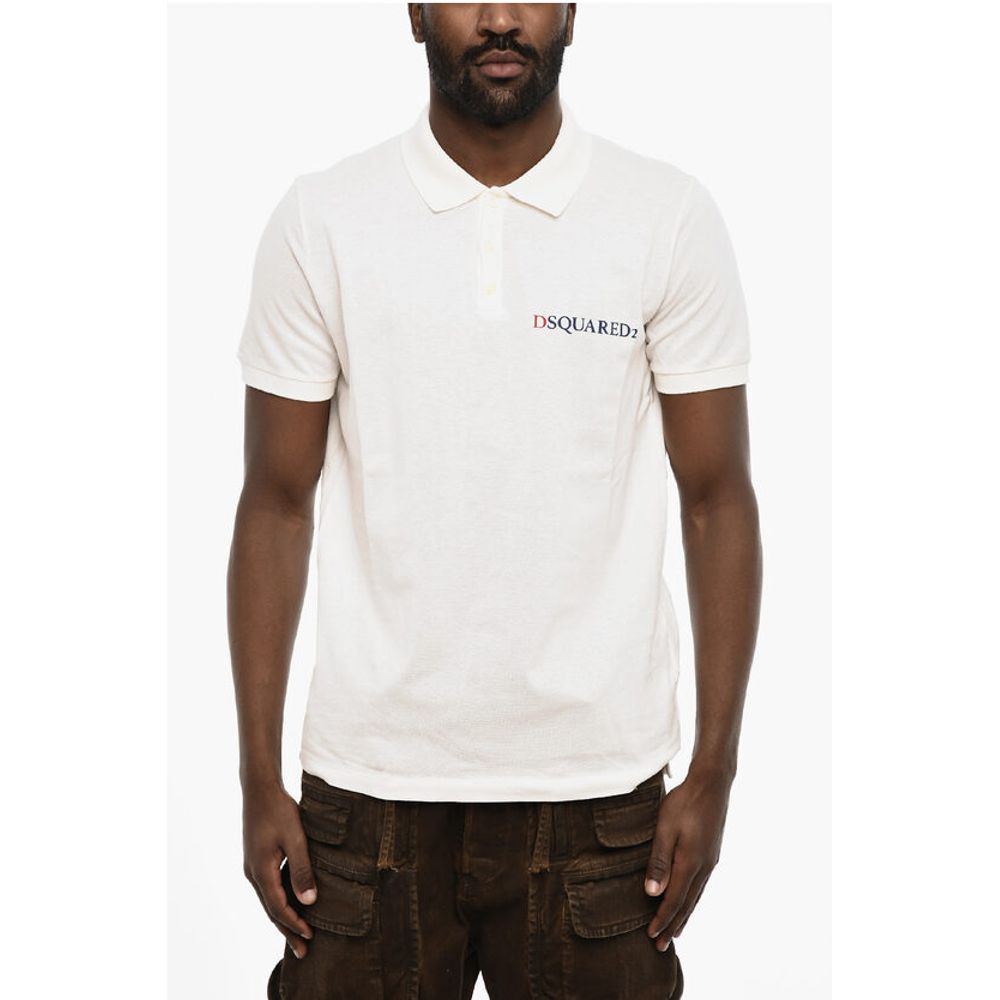 Dsquared² Piquet Cotton 3 Buttons Polo Shirt with Print