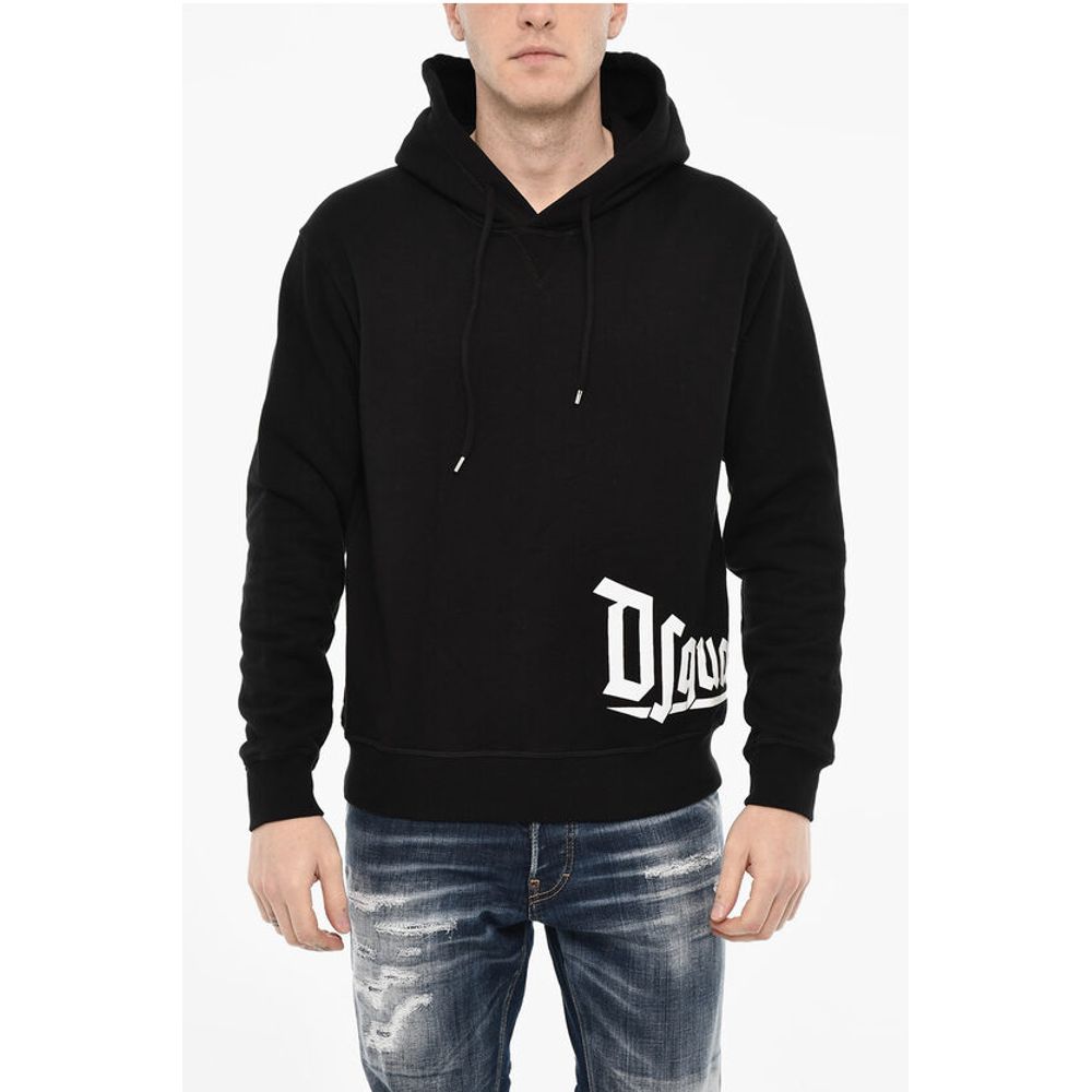 Dsquared² Cotton Hoodie with Gothic Print Logo