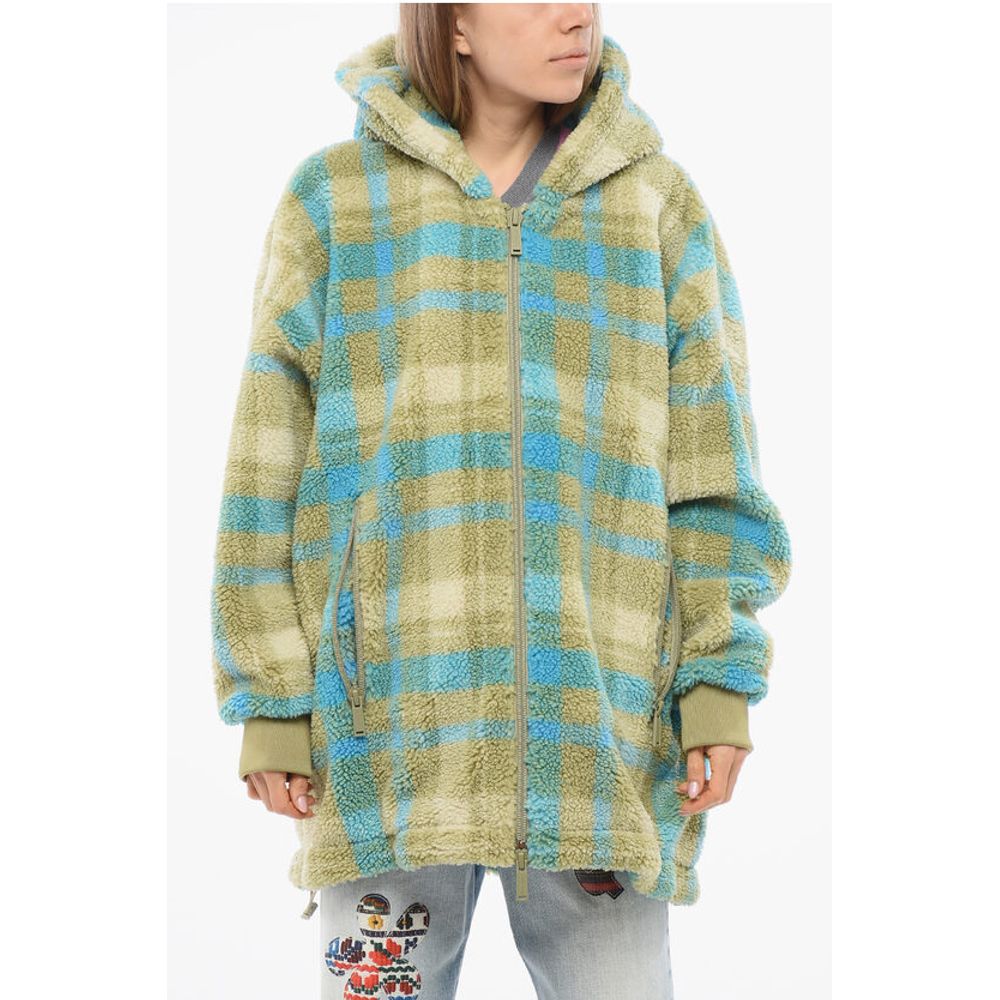 Dsquared² Sherpa Zip-up Hoodie with Tartan Pattern
