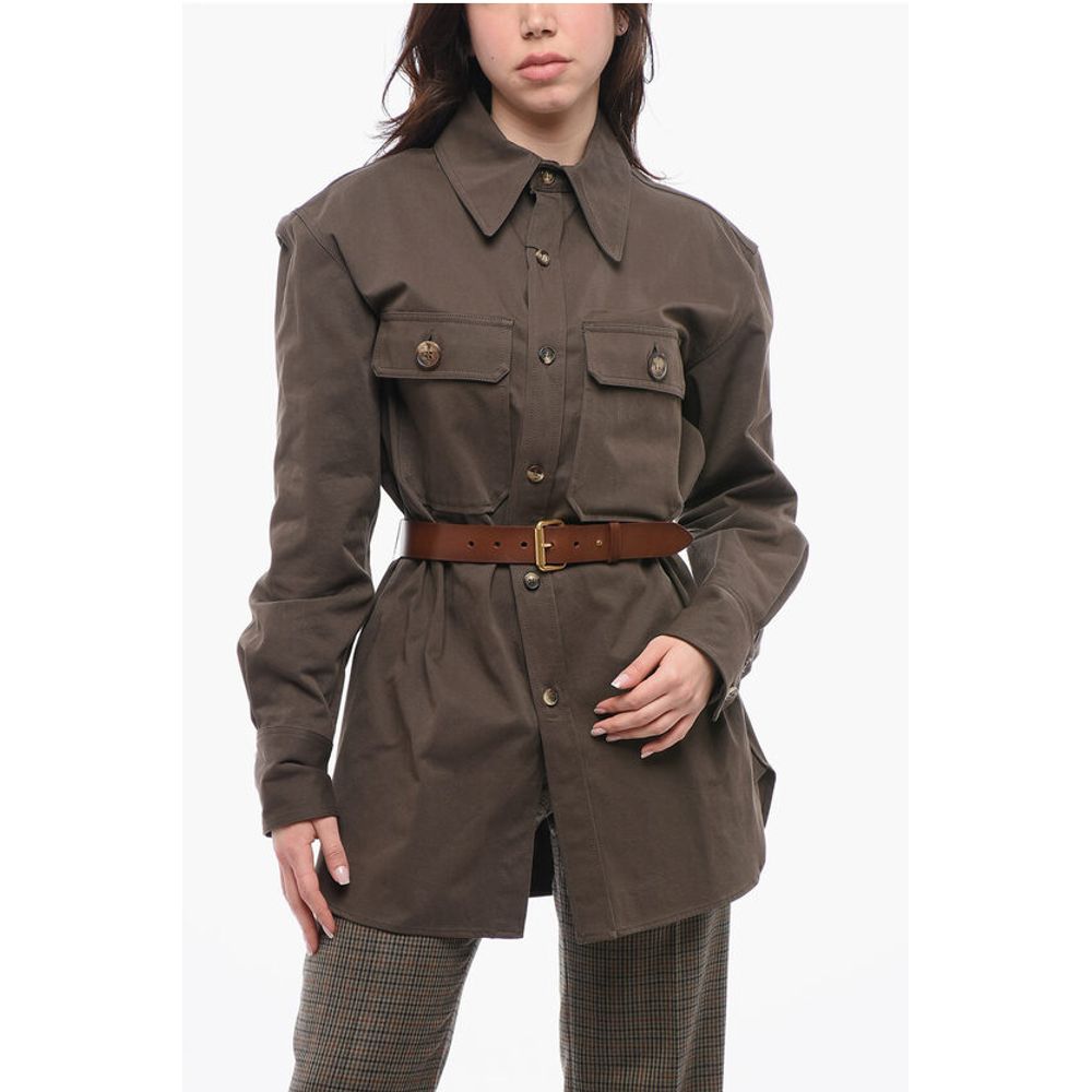 Saint Laurent SAHARIENNE Overshirt with Leather Belt