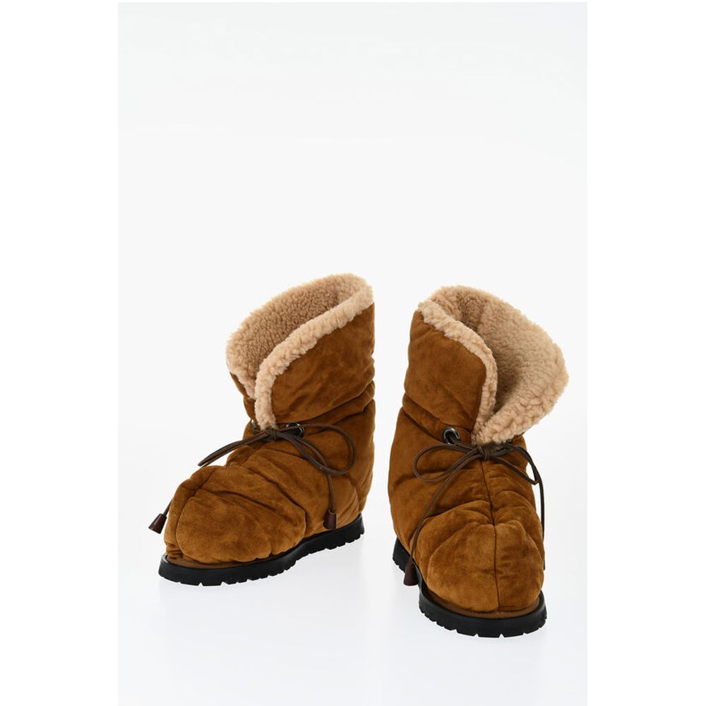 Dsquared² Quilted Suede WOOD LOVER Booties with Shearling Detail