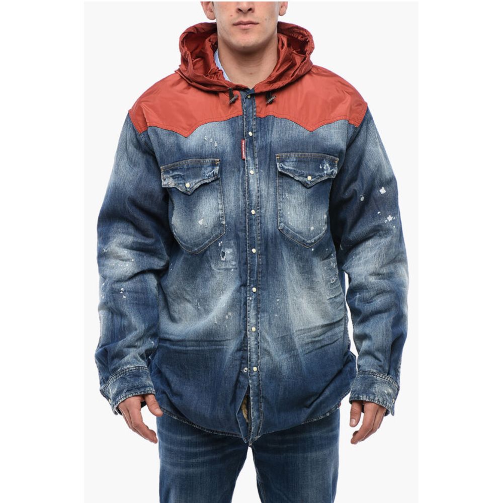 Dsquared² Distressed Denim Jacket with Shearling
