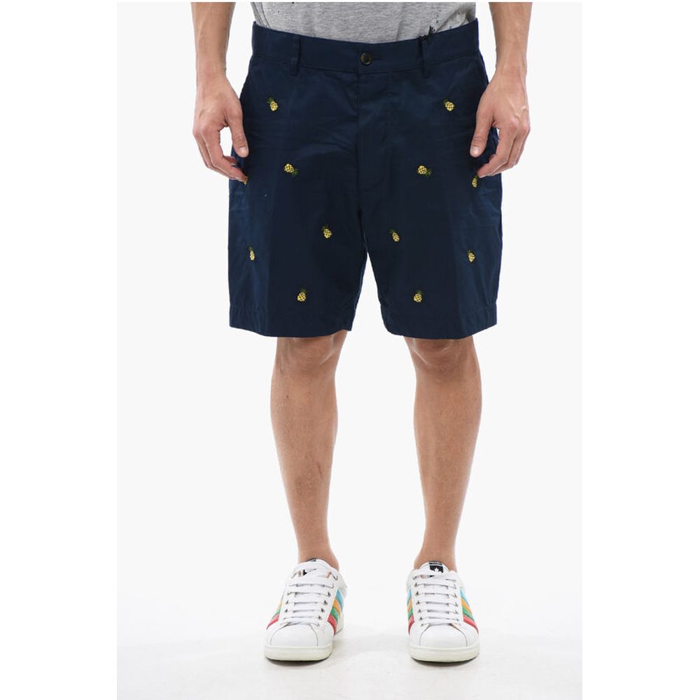 Dsquared² Cotton Shorts With Ananas Embroidery