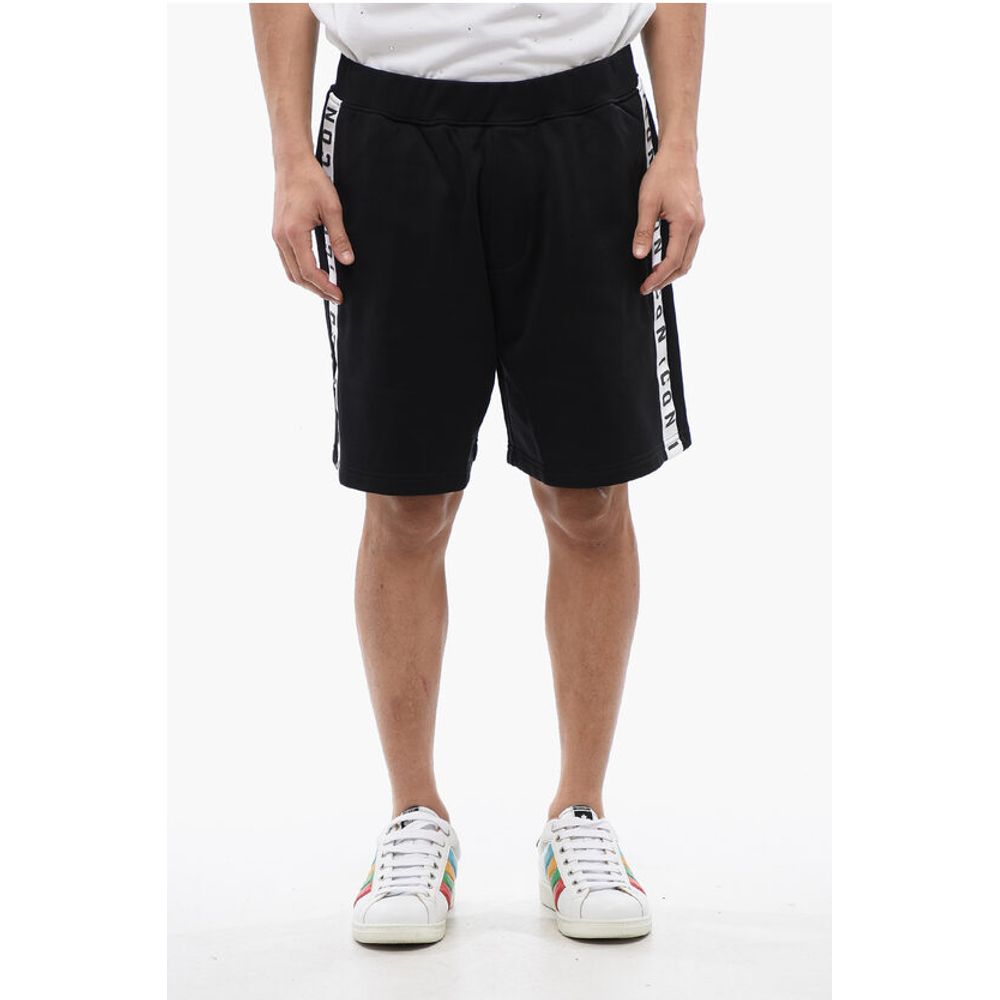 Dsquared² Relax Fit Brushed Cotton Jogger Shorts With Logoed Band