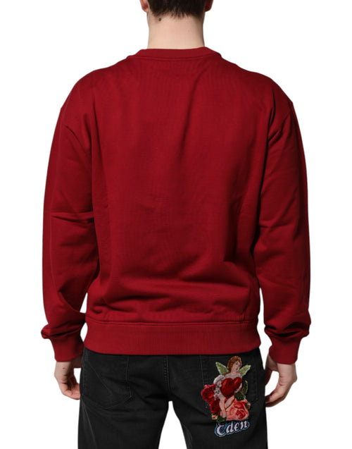 Dolce & Gabbana Red Embossed Logo Cotton Crew Neck Sweater - ClickThatClicks 