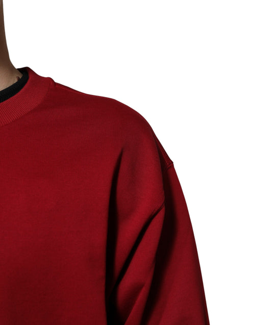 Dolce & Gabbana Red Embossed Logo Cotton Crew Neck Sweater - ClickThatClicks 