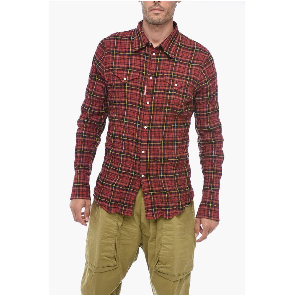 Dsquared² Check-patterned Shirt with Wrinkled Effect