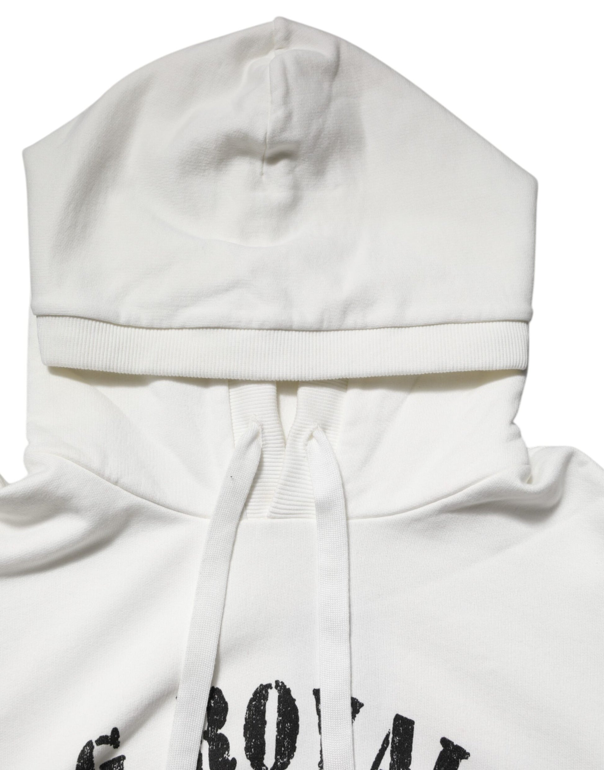 Dolce & Gabbana White Cotton DG ROYAL Print Hooded Sweater - ClickThatClicks 