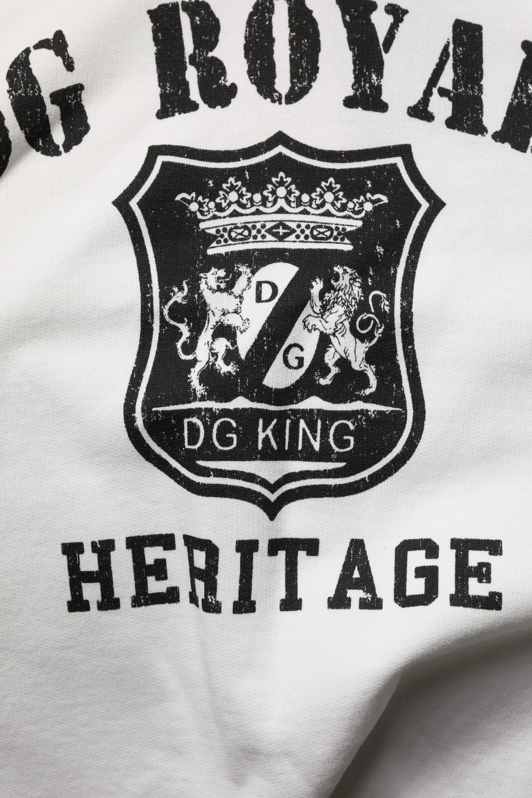 Dolce & Gabbana White Cotton DG ROYAL Print Hooded Sweater - ClickThatClicks 