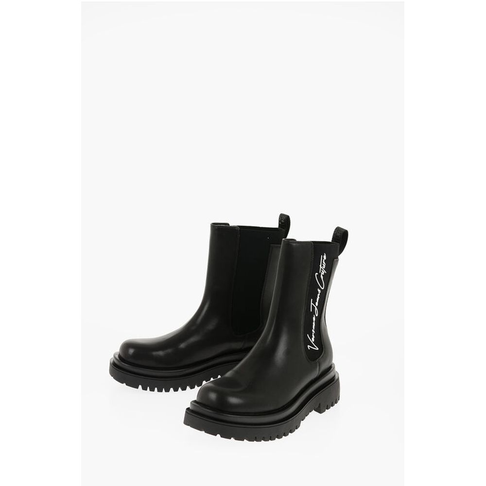 Versace JEANS COUTURE Faux Leather DREW Chelsea Boots with Contrasti