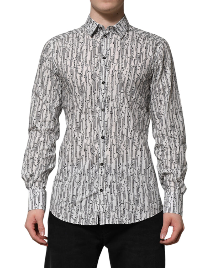 Dolce & Gabbana White Floral Print Casual Long Sleeves Shirt
