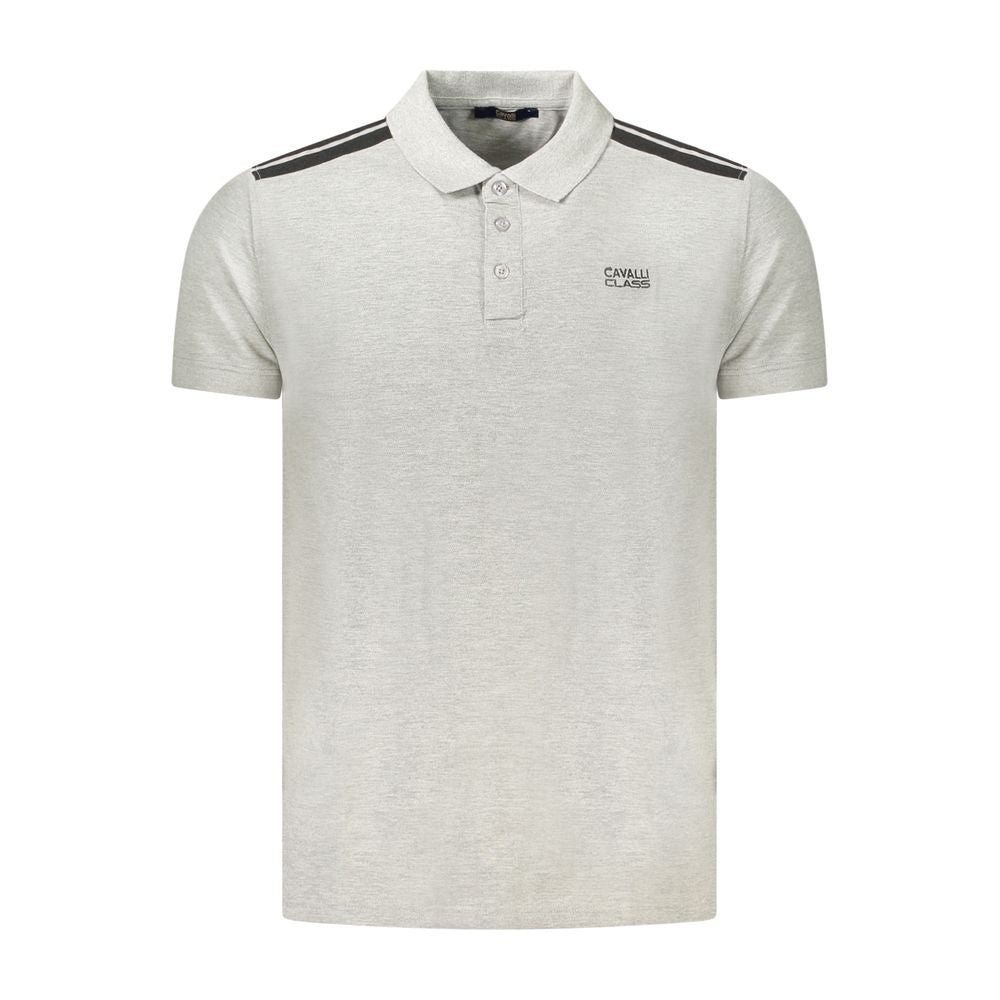 Cavalli Class Grigio Cotton Men's Polo Shirt - ClickThatClicks 