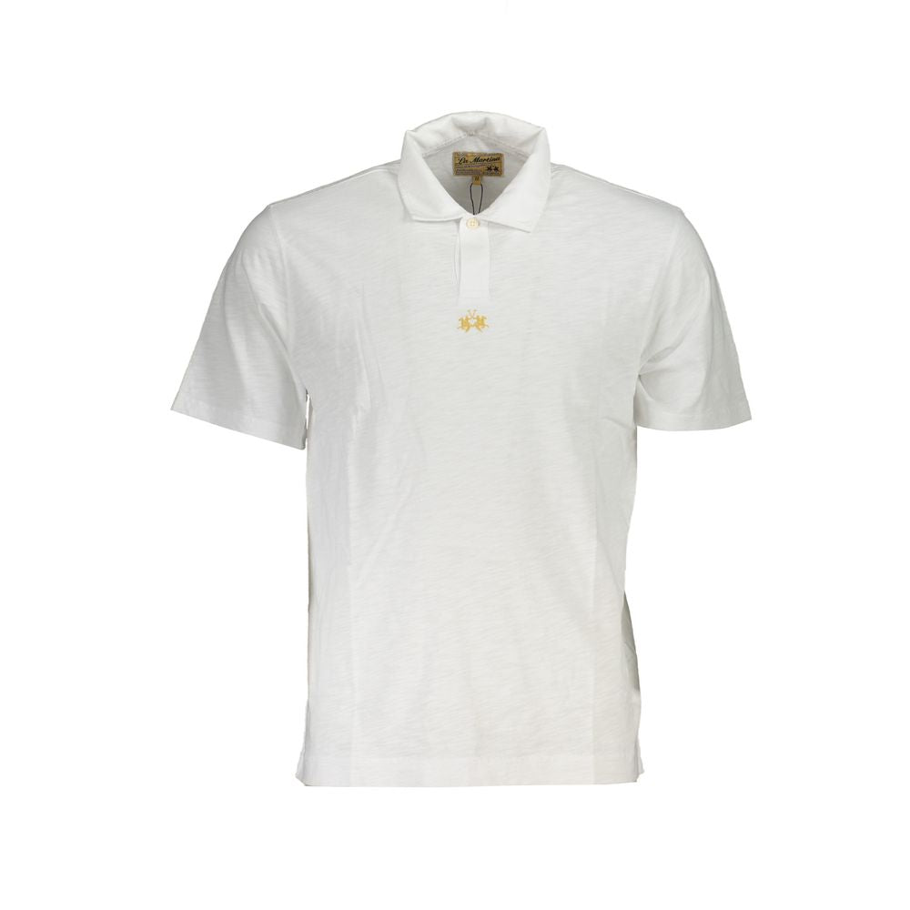 La Martina White Cotton Men's Polo Shirt - ClickThatClicks 