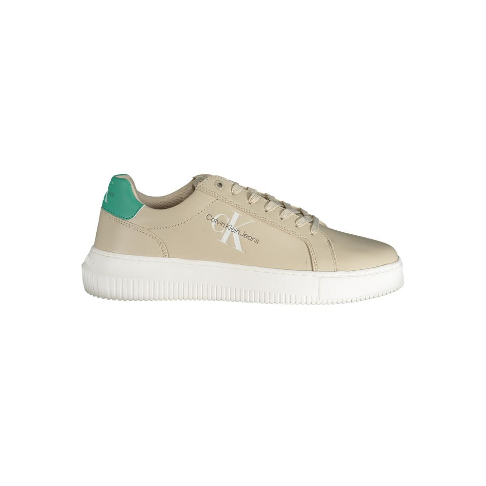 Calvin Klein Beige Leather Men's Sneaker - ClickThatClicks 