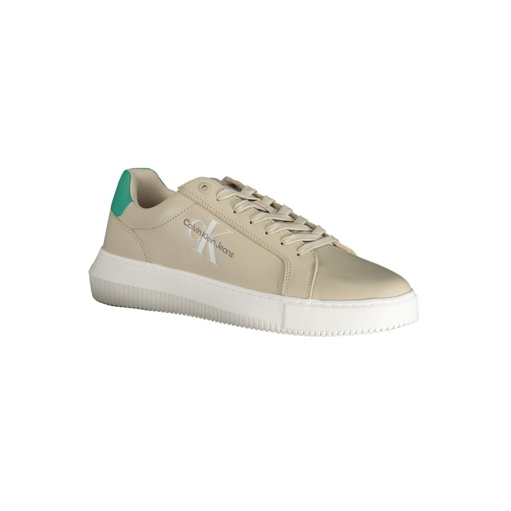 Calvin Klein Beige Leather Men's Sneaker - ClickThatClicks 