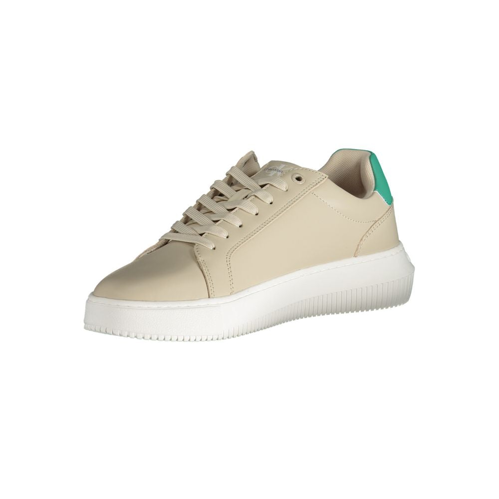 Calvin Klein Beige Leather Men's Sneaker - ClickThatClicks 