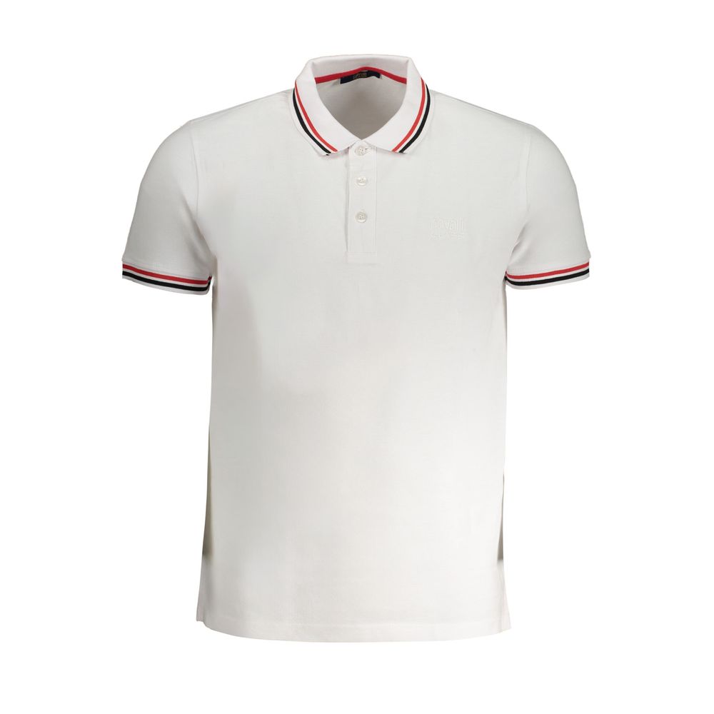 Cavalli Class Bianco Cotton Men's Polo Shirt - ClickThatClicks 