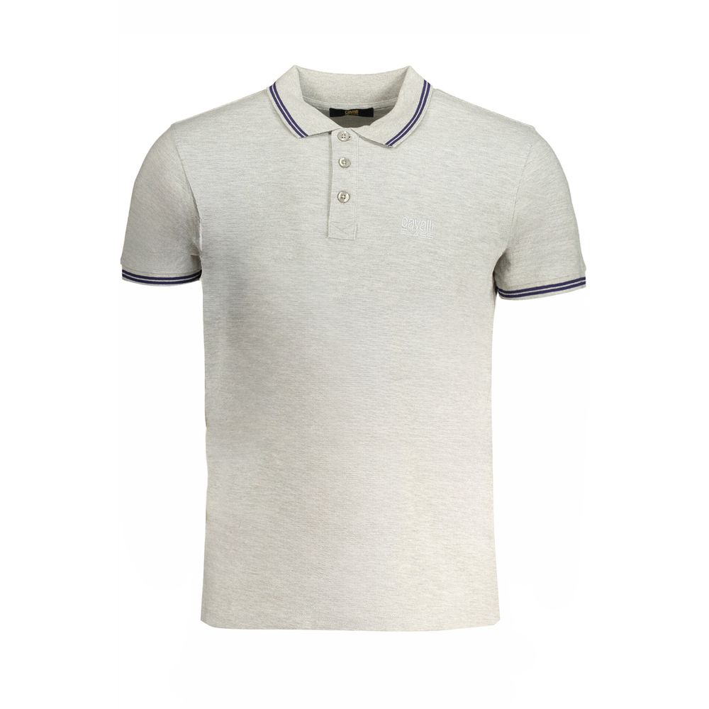 Cavalli Class Grigio Cotton Men Polo Shirt - ClickThatClicks 