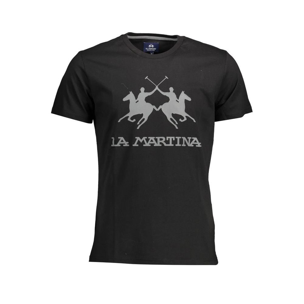 La Martina Black Cotton Men's T-Shirt - ClickThatClicks 