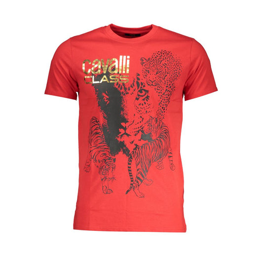 Cavalli Class Red Cotton Men T-Shirt - ClickThatClicks 
