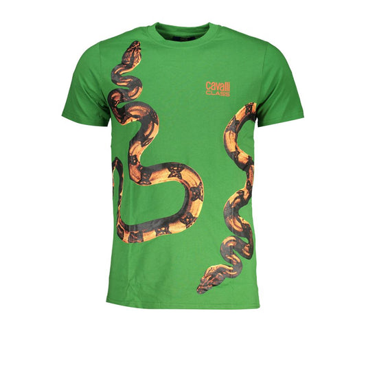 Cavalli Class Verde Cotton Men T-Shirt - ClickThatClicks 