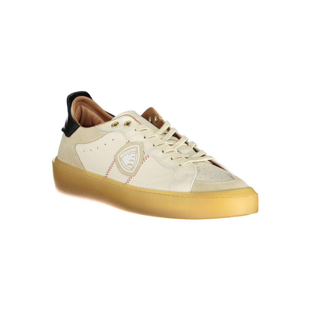 Blauer White Leather Men Sneaker - ClickThatClicks 