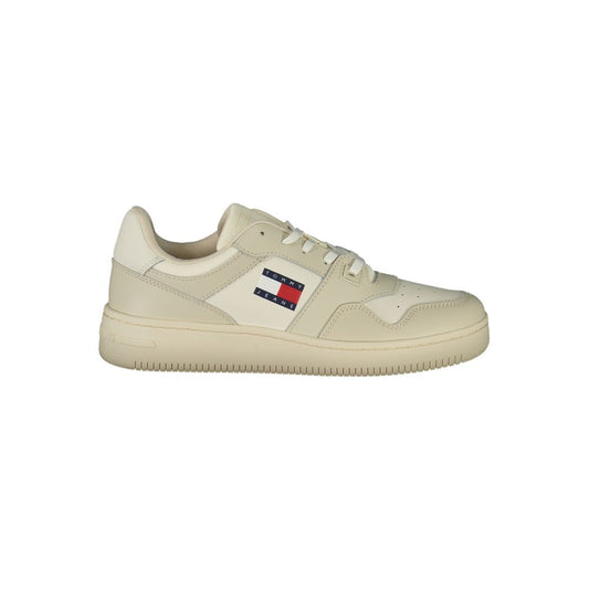Tommy Hilfiger Beige Leather Men Sneaker - ClickThatClicks 