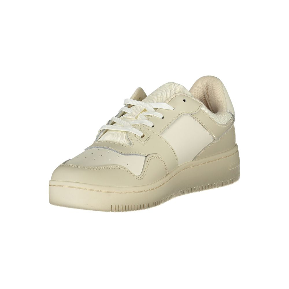 Tommy Hilfiger Beige Leather Men Sneaker - ClickThatClicks 