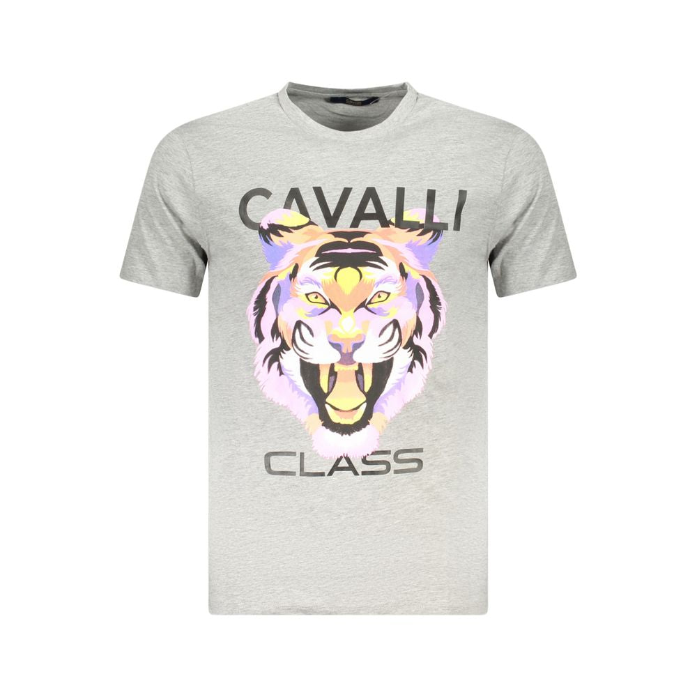 Cavalli Class Grigio Cotton Men T-Shirt - ClickThatClicks 