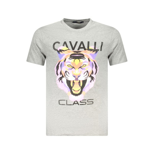 Cavalli Class Grigio Cotton Men T-Shirt - ClickThatClicks 