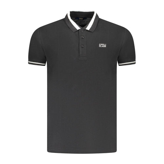 Cavalli Class Black Cotton Men Polo - ClickThatClicks 