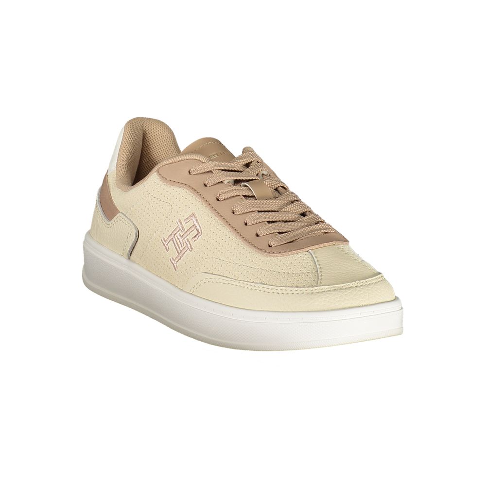 Tommy Hilfiger Beige Polyurethane Women Sneaker - ClickThatClicks 