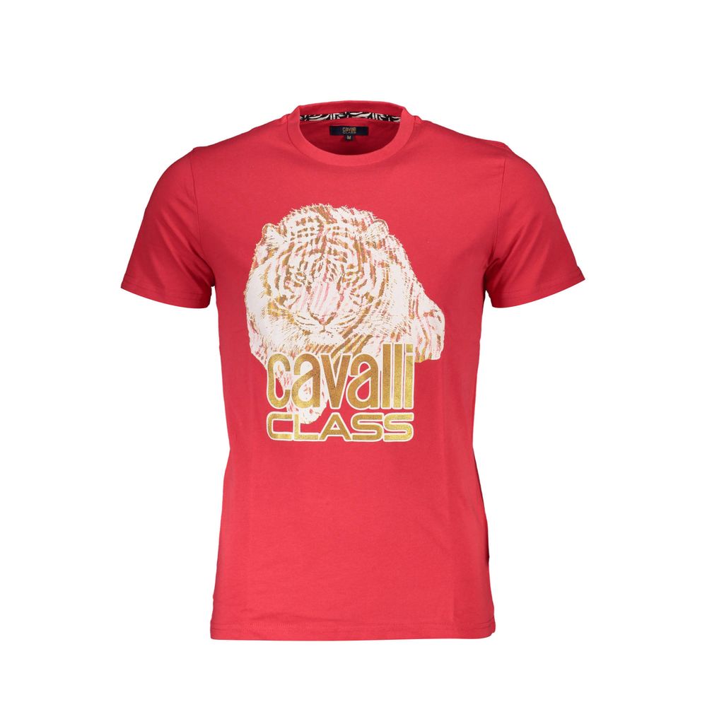 Cavalli Class Rosso Cotton Men T-Shirt - ClickThatClicks 