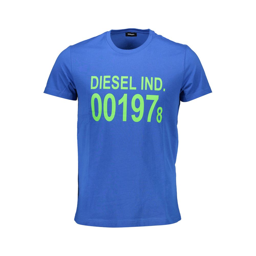 Diesel Blu Cotton Men T-Shirt - ClickThatClicks 