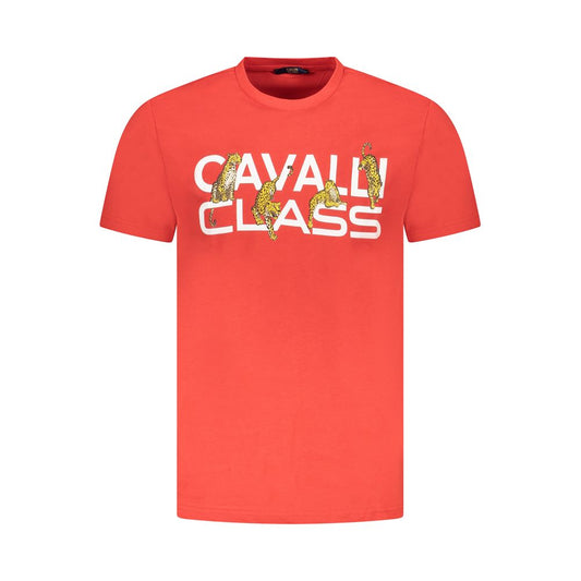 Cavalli Class Red Cotton Men T-Shirt - ClickThatClicks 