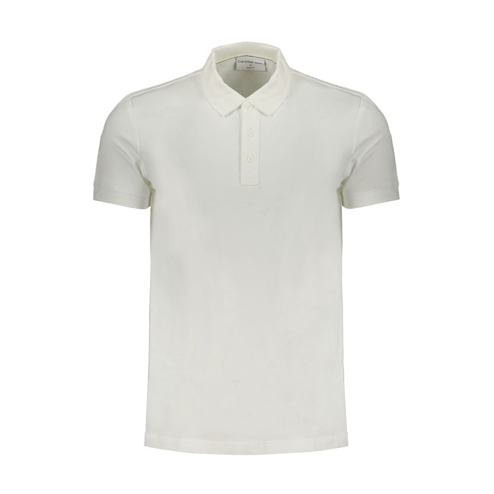 Calvin Klein White Cotton Mens Polo Shirt - ClickThatClicks 